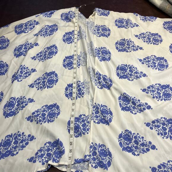 Haptics by Holly Harper Womens 2x Blue‎ White Floral Kimono Rayon Coastal - Picture 12 of 13